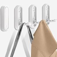 SYZOW Folding Coat Hooks, 4PCS White Wall Hooks for Hanging Coats Bathroom Towel Hardware Heavy Duty Robe Wall Mounted