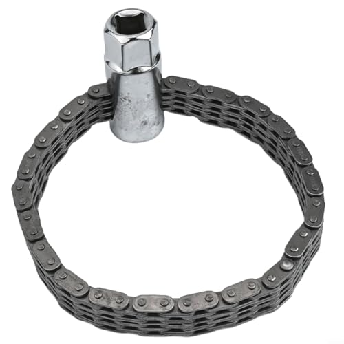 Jotekonoby Chiave regolabile per filtro dell'olio per motore dell'auto, strumento a catena resistente con struttura in acciaio a 44/52 nodi, adattatore a bussola da 1/2, meccanico (44 nodi con chiave