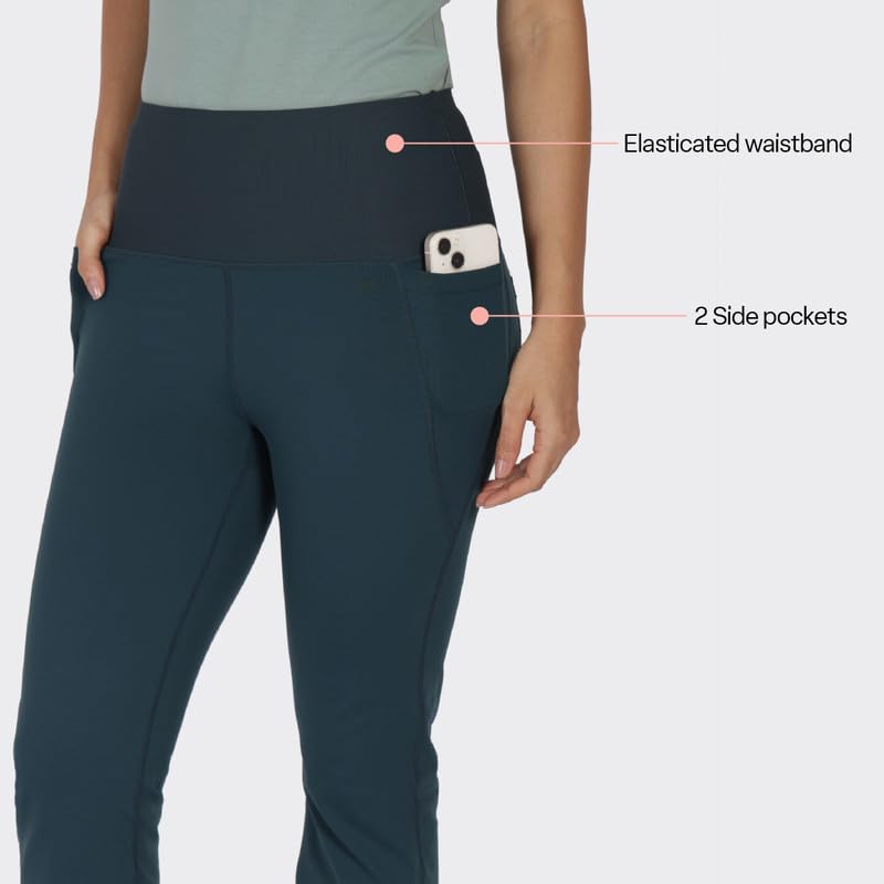 Image of BlissClub Ultimate Flare Pants for Women Upto 5'4 ft | Ribbed Waistband, 4 Pockets | High Waist Trousers and Formal Pants for Office wear