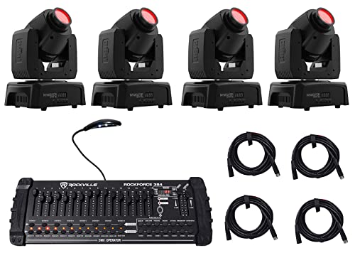4 Chauvet Intimidator Spot 110 Compact Moving Head Lights+DMX Controller+Cables