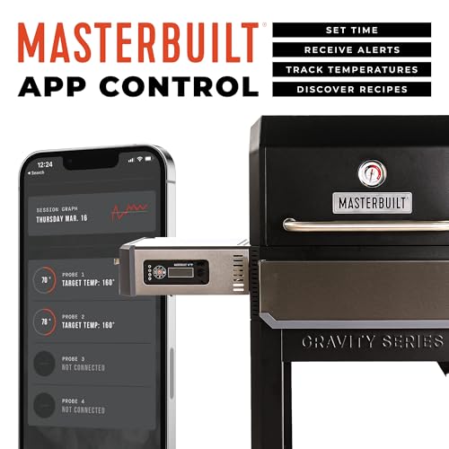 Image of Masterbuilt Gravity Series 1050 Smoker Grill - Digital Charcoal Combo Grill with Free App, 1,050 Cooking Square Inches in Black, Model MB20041220