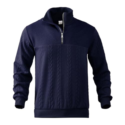 Quarter Zip Pullover Men 24TEMU Border European And Casual Stand Up Collar Zipper Pullover Loose Knitted Shirts