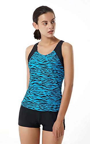 LULUWINGX-Damen-Tankini-Badeanzug-Racerback-Badeanzug-Athletic-Bademode-mit-Boyshorts-UV-Schutz-UPF-50