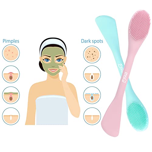 MSQ Gesicht Reinigung Bürste, 2 Stück applikatorbürste Gesichtsmaskenbürste Gesichtsschrubber Maskenpinsel Silikon 2 in 1 Doppelkopf-Gesichtsbürste Zum Auftragen Und Reinigen