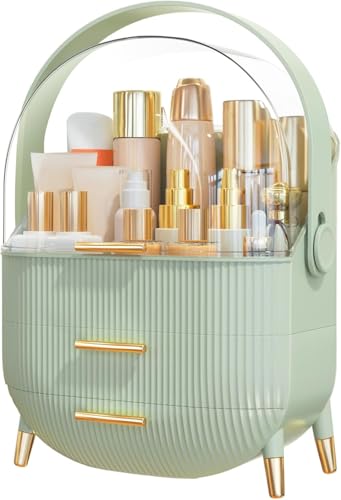Image of JIALTO Storage Box, Organiser for Makeup & Skincare, Large Makeup Organizer with Dustproof Cover & Drawers, Cosmetic Storage for Dressing Table, Bathroom Vanity Organizer for Lipsticks Perfumes