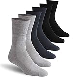 Facool Soft Cotton Socks for Women, Mens Dress Loose Top Crew Moisture Wicking Neuropathy Non Slip S