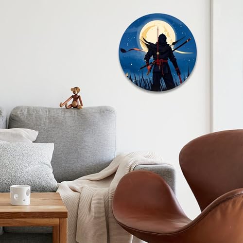 Horloge murale décorative moderne ninja bois 34 cm sans cadre salon - 5