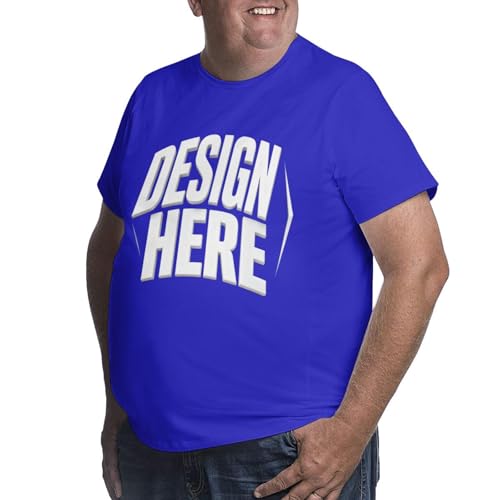 Men's Custom Big Size Short Sleeve T-Shirt, Soft Breathable Loose Casual Plus Size Tee26 Blue
