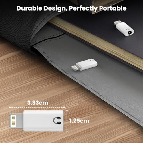 Image of A18X Lighting to 3.5mm Headphone Jack Adapter Stereo Audio Lighting Aux Earphone Dongle with Hi-Fi DAC Chip, 16bit /48kHz, Compatible with iPhone 14 /13 /12 /11 /XS (White) (White)