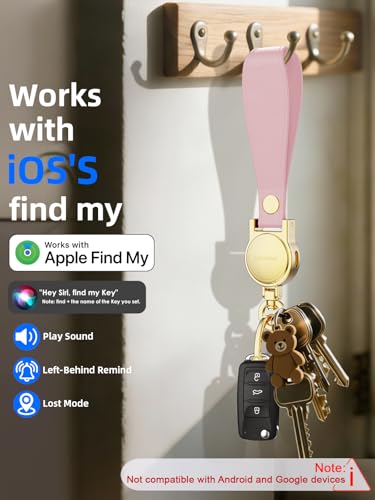Image of Keychain, Works with Apple Find My, Leather Car Keychain Key Holder Key Chain with Anti-Lost Keys Finder Tracker