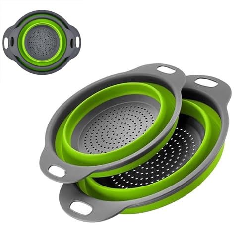 2 Piezas Coladores Plegables, Coladores Cocina, Escurridor Plegable, Respetuosos del Medio Ambiente no Tóxico, Fácil...