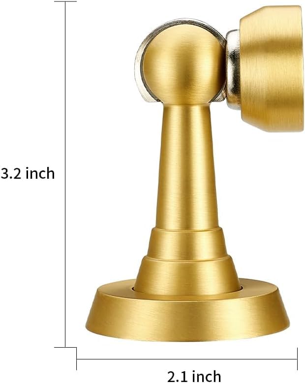 DOOROOM Door Stoppers, Brass Magnetic Door Stoppers for Bottom of Door, No Drilling Door Catch,Brushed Brass