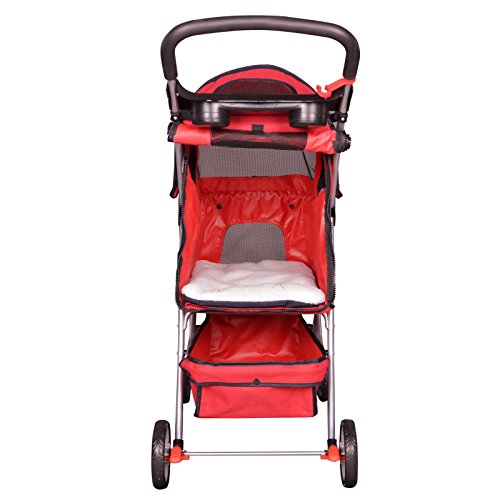 Bestpet Red 4 Wheels Pet Stroller Cat Dog Cage Stroller Travel Folding Carrier 04 #TOP3