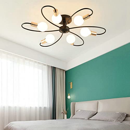 Plafonnier moderne E27 doré pour illuminer un salon sombre avec élégance rustique