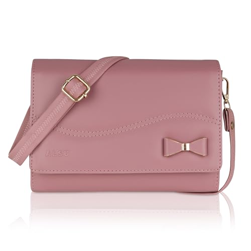 Image of ALSU Women's Sling Bag | Cross body bag| Side bag| Credit car slots| zipper pockets| detachable straps| adjustable straps| daily use| phone pockets