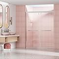 Udorich 56-60 in. W x 76 in. H Semi-Frameless Double Sliding Shower Door, Clear Tempered Glass with Explosion-Proof Film