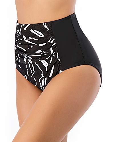 Calcinha de biquíni feminina HAIVIDO com cobertura total franzida e calcinha de biquíni, Print-1, 12