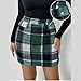 Flannel Wool Plaid Mini Skirt for Women Vintage High Waisted Stretchy Bodycon Business Casual Pencil Skirts Fall Skirt