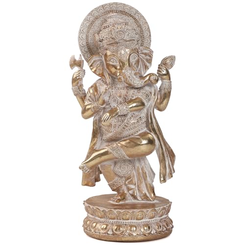 Estatua de Ganesha hindú de resina decorativa dorada miniatura 1