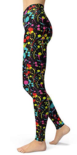 Image of sissycos Women's 80s Leggings Neon Artistic Splash Printed Buttery Soft Stretchy Pants