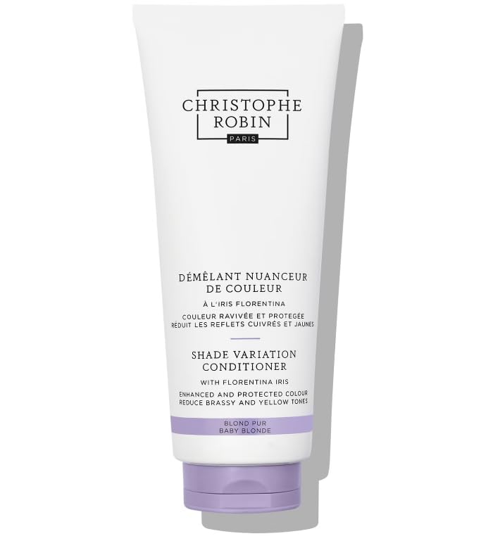 Christophe RobinShade Variation Baby Blonde Toning Purple Conditioner with Florentina Iris, Neutralizes Brassy, Yellow Tones for Blonde, Bleached, Silver, Highlighted Hair 200ml