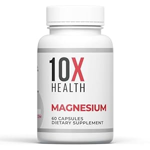 10X Health Magnesium Citrate Capsules – Magnesium Supplement for Adults to Support Sleep, Muscle Function, Stress, Cardiovascular & Heart Support – 60 Capsules