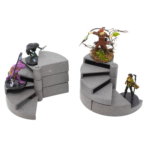 Spiral Staircases Kit - Mini Dungeon Castle Cavern DND Terrain for Tabletop RPGs, Dungeons & Dragons, Pathfinder, War Gaming, and More! by DCD (12pcs, 2spirals)
