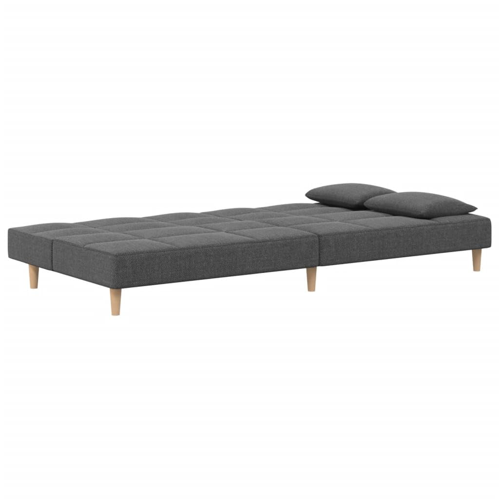 Sofa do spania 2-osobowa, jasnoszara tkanina z 2 poduszkami, zestaw tapicerowany z funkcją spania i oparciem, 200 x 84,5 x 69 cm, idealna do salonu, biura, studia, wysuwana, wygodna i