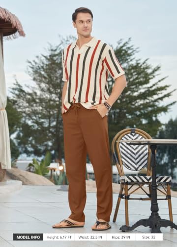 Image of Willit Men's Linen Pants Casual Lightweight Drawstring 29 inch 30 inch 32 inch
