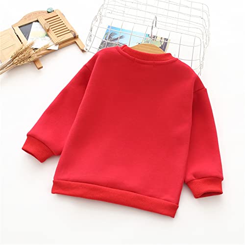 Xmas Kids Childr Toddler Boys Girls Cute Cartoon Embroidery Long Sleeve Letter Thick Pullover Sweatshirt Toddler2