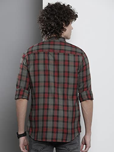 Image of The Indian Garage Co Men Regular Fit Checkered Full Sleeves Cutaway Collar Casual Shirt