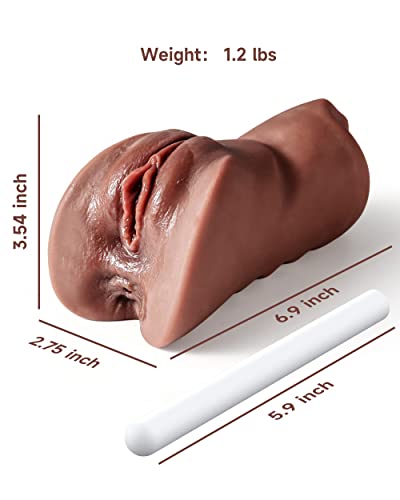 Image of 3 in 1 Pocket Pussy Male Masturbator, Adult Sex Toys with 3D Textured Vagina & Tight Anus & Drying Stick, Sex Doll Male Blowjob Stroker with Real Mouth Tongue for Man Masturbation Pleasure (Black)
