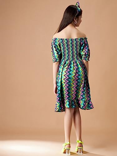 Image of Cherry & Jerry Floral Print Off-Shoulder Crepe A-Line Dress