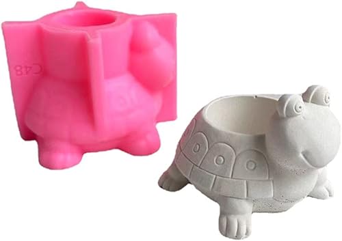 Yalulu Moldes de silicona para macetas con forma de tortuga, Caja de almacenamiento Moldes de resina epoxi, Florero de maceta suculenta Molde de