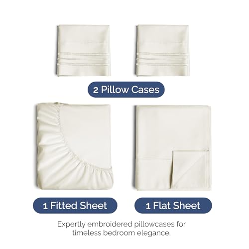 Image of Full Size 4 Piece Sheet Set - Ultra Soft & Cooling Sheets - Ivory