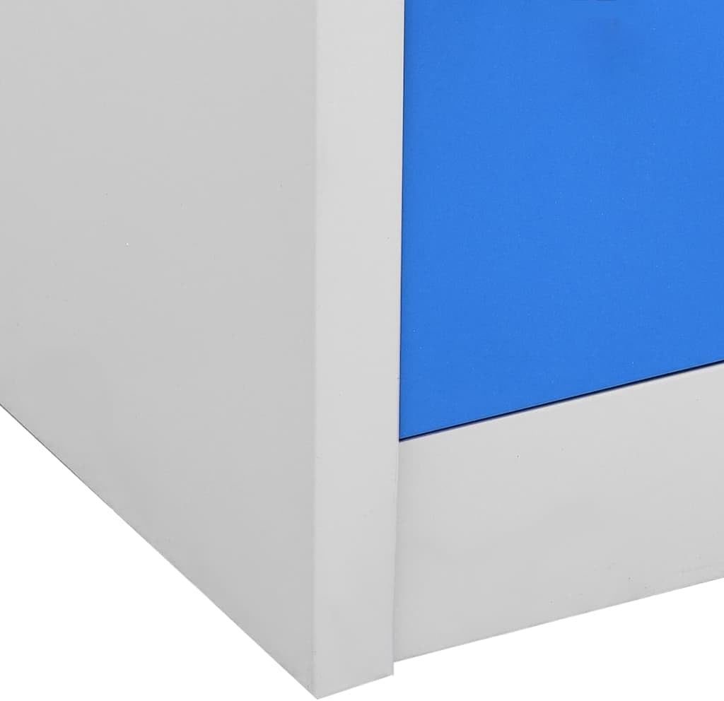 Steel Locker Cabinet Light Grey and Blue Medium Storage Cabinet with 6 Lockers, Office Storage Cupboard, Vertical Locker for Dorm or Staff Use