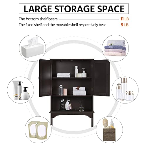 image for Yaheetech Over The Toilet Storage with 2 Doors & Adjustable Shelf, Fre