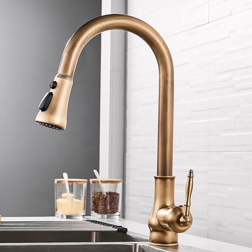 Robinet de cuisine en laiton avec douchette orientable double mode