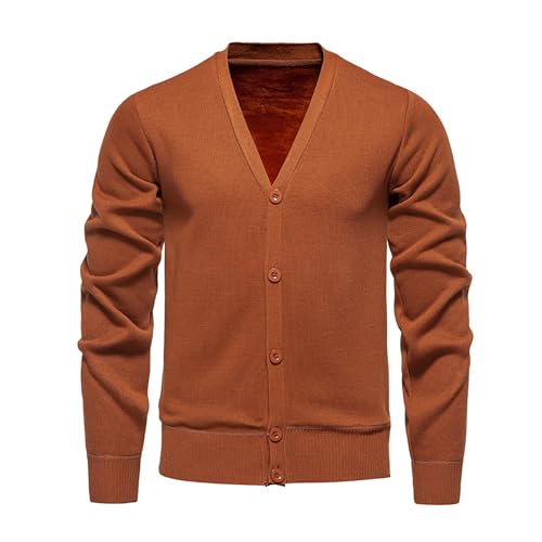 Men's Cardigan Sweater Long Sleeve Casual V Neck Button Down Knitted Sweater with Rib Knit Edge2