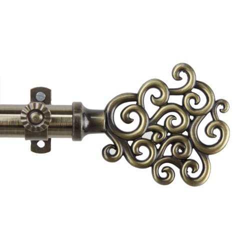 Rod Desyne Tidal Curtain Rod, 66 to 120-Inch, Antique Brass