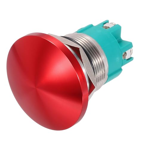 METALLIXITY 1PCS 10A 22MM 7/8 Momentary Mushroom Head Push Button Switch 12V 24V 120V 250V AC Red 2NO Waterproof IP65 SPST Domed Round 4 Screw Foot Button
