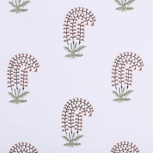 Image of Homestan 100% Cotton Block Print Long Door Curtains 9 Feet Long Set of 2 with Stainless Steel Grommets for Home Decor (9 X 4.5 Feet, Brown)