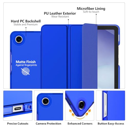 Image of MoKo for Samsung Galaxy Tab A11 Plus / A11+ Case 11 Inch 2026, Galaxy Tab A9 Plus / A9+ Case 11 Inch 2024, Slim Stand Hard PC Translucent Back Shell Smart Cover, Auto Wake /Sleep, Klein Blue