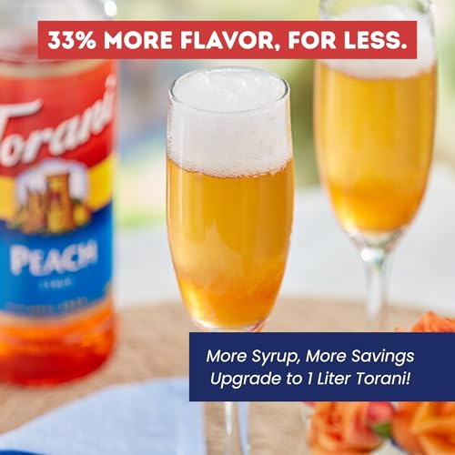 Image of Torani Peach Syrup 1L with Pump Sweet Flavoring for Lemonades, Teas & Drinks