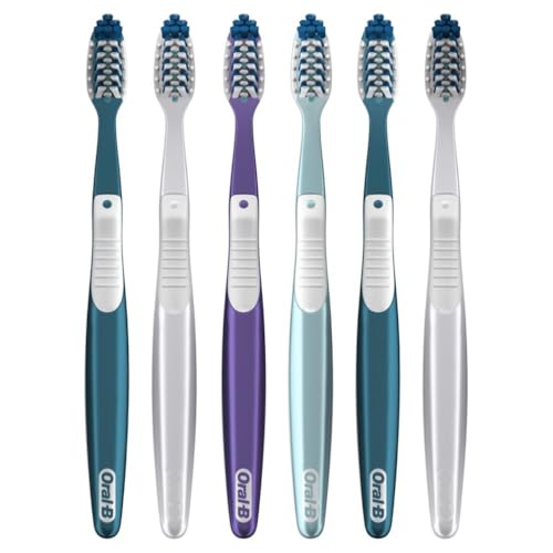 oral-b pro health crossaction plaque removal toothbrushes 6 count toothbrush soft deep reach in tight spaces tongue scraper tooth brush plaque fighter gentle on teeth gum stimulators