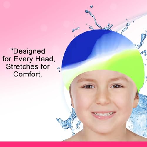 Image of GLAN Silicone Swimming Cap for Kids and Adults Waterproof Swimming Pool Cap for Women and Men (Multicolour)