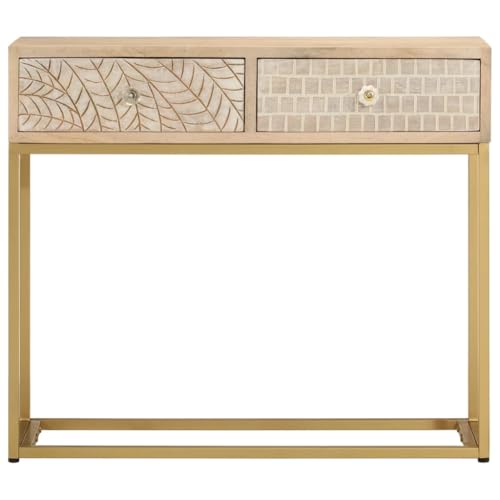 Mesa consola de madera maciza de mango con estructura industrial estable 5