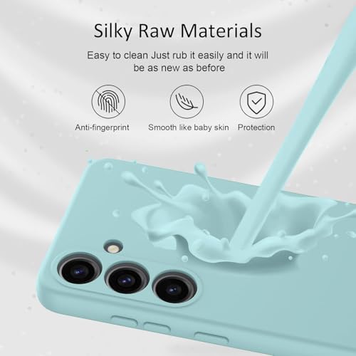 Image of Elzzi Microfiber Candy Case Compatible for Samsung A16 5G Smooth Touch Cushion Liquid Soft Silicone Gel Rubber Phone Cases Non-Slip Full Body Protective Shockproof Back Cover (Mint)