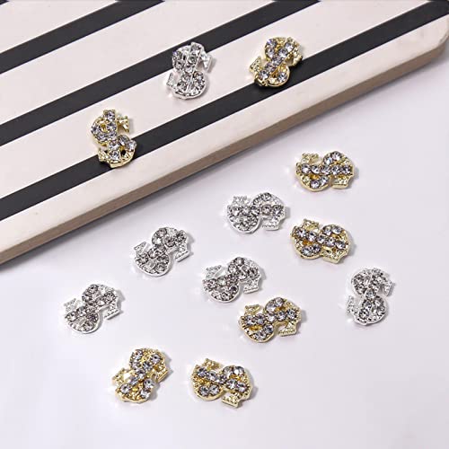 10 Pcs Nail Art Rhinestones Shiny Alloy Dollar Sign Nail Charms Nail Art Decoration Money Design Nail Decoration For Women Diy Nail Art Design (10 Pieces) #TOP3