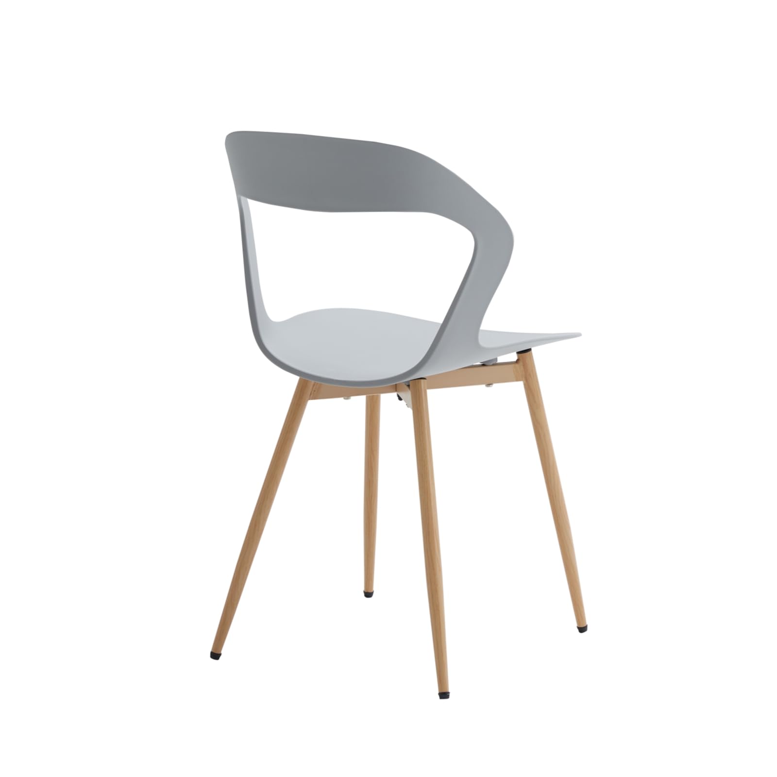 Juego de 6 Sillas de Comedor Nórdicas, Sillas de Cocina, Piernas de Silla Metálica, Diseño de Respaldo Hueco Grande, Adecuado para Salas de Estar, Salas de Ocio - Gris + Madera